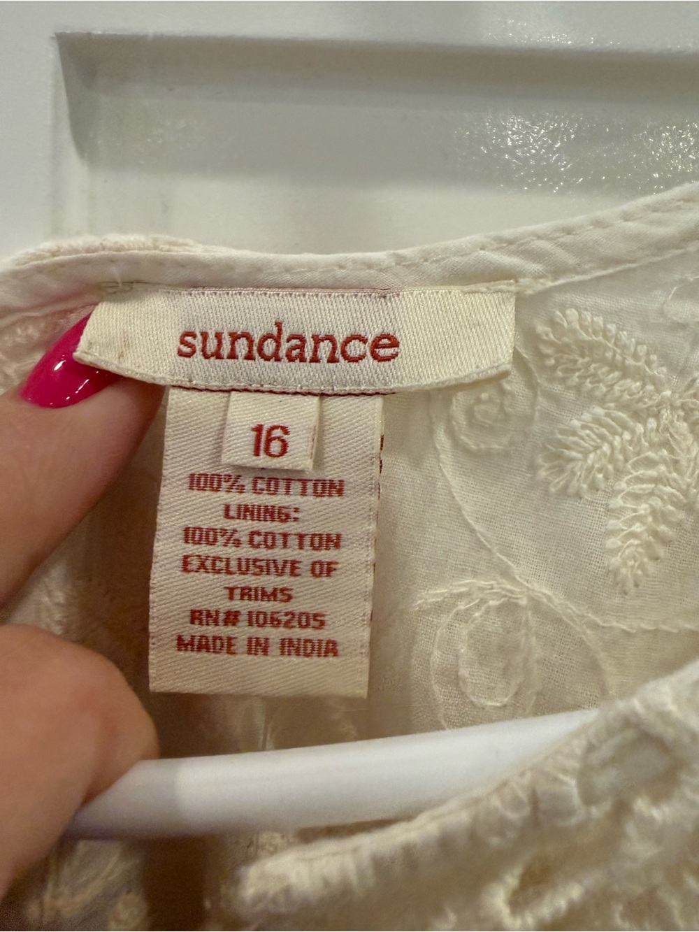 Sundance Size 16 Ivory Eyelet Lace Embroidered Cotton Shift Dress Boho Lined - Picture 3 of 9